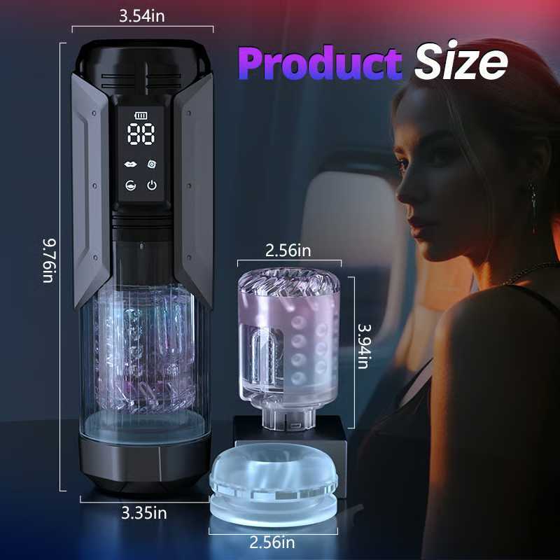 【2.95 IN Depth】 Queen Kendal 7 Vacuum Sucking for Oral Sex LCD Display Masturbator Sex Toys For Men