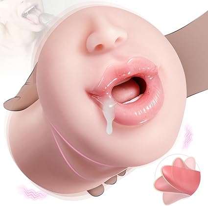 Licking Vibrating Sex Toys for Men Masturbator,Deep Throat Mouth Sex Toy with Tongue and Teeth,Lifelike Men Masturbation Male Stroker for Mouth Sex, Realistic Male Masturbator Sex Toy for Pleasure