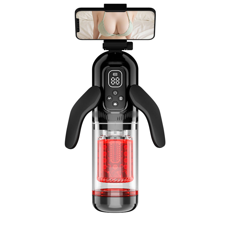 Flying Wings Penis Cup with Extendable Rotation, Suction, and Dual Vibration Handle - Male Hydro Bath Self-Stimulation Toy for Adults