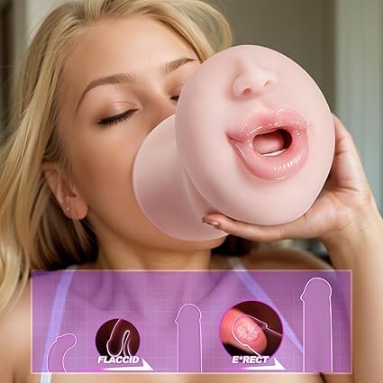Licking Vibrating Sex Toys for Men Masturbator,Deep Throat Mouth Sex Toy with Tongue and Teeth,Lifelike Men Masturbation Male Stroker for Mouth Sex, Realistic Male Masturbator Sex Toy for Pleasure