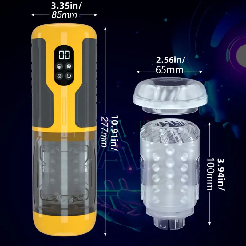 Newly upgraded male electric masturbator with one click burst mode, 7 telescopic&7 rotating&7 vibrating tongue licking modes, dual motors with strong vibration force, TPE 3D inner tank design, LCD display screen