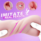 Licking Vibrating Sex Toys for Men Masturbator,Deep Throat Mouth Sex Toy with Tongue and Teeth,Lifelike Men Masturbation Male Stroker for Mouth Sex, Realistic Male Masturbator Sex Toy for Pleasure