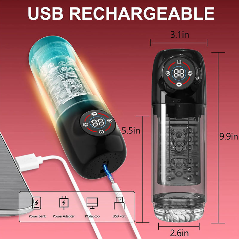 【Free Lube!】Newvibe Seductive Succubus 7 Rotating 7 Sucking Lcd Display Pumps & Enlargers Automatic Male Masturbator