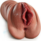 Realistic Pocket Pussy Male Masturbator, Thick Labia Pussy Masturbators Sex Toy with 5D Deep Vagina and Tight Anus, Lifelike Blowjob Male Stroker Adult Sex Toys for Men Masturbation (Brown)